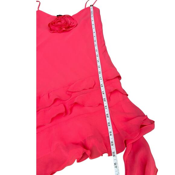NWT Gianni Bini Sz 6 Y2K Pink Chiffon Ruffle Asymmetric Fairy Bias Cut Dress - Picture 6 of 11